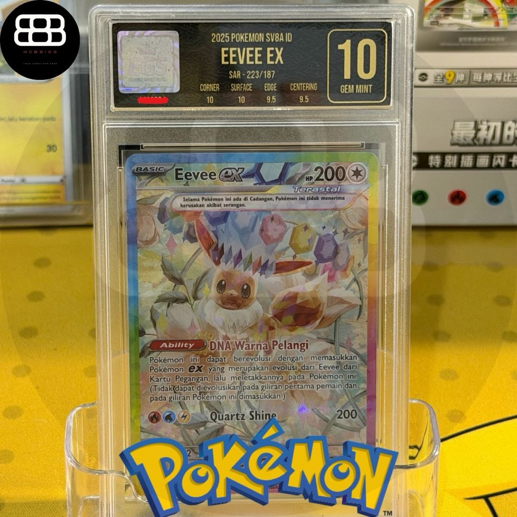 EEVEE EX SAR SV8AI GRADING EGS 10 KARTU POKEMON BAHASA INDONESIA