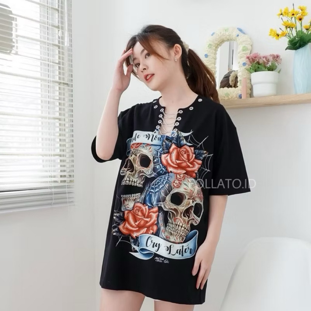 Zeux Oversized Chain Top Kaos Oversize Big Size