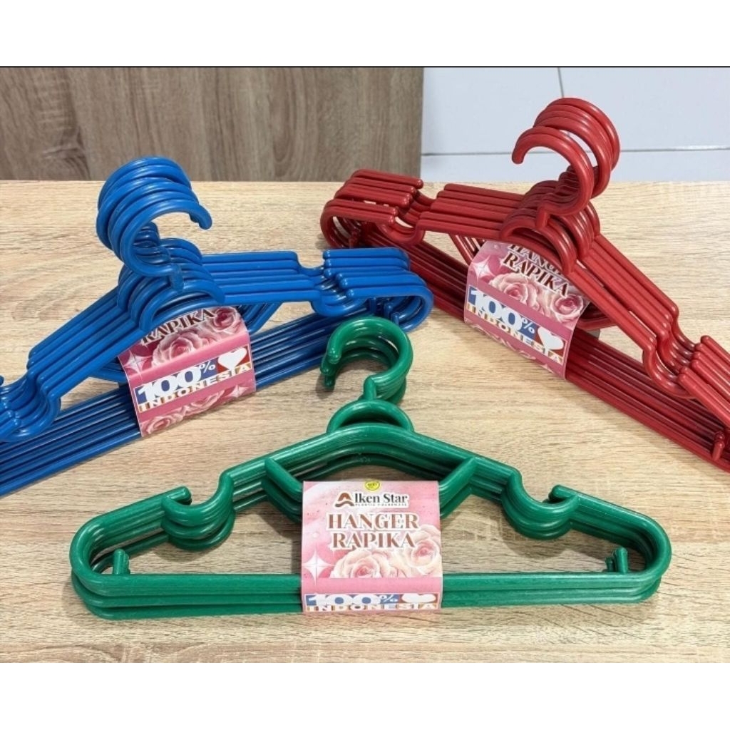 Hanger Rapika Isi 6 Pcs Bahan Kuat Dan Tebal/Gantungan Baju Plastik Bahan Tebal