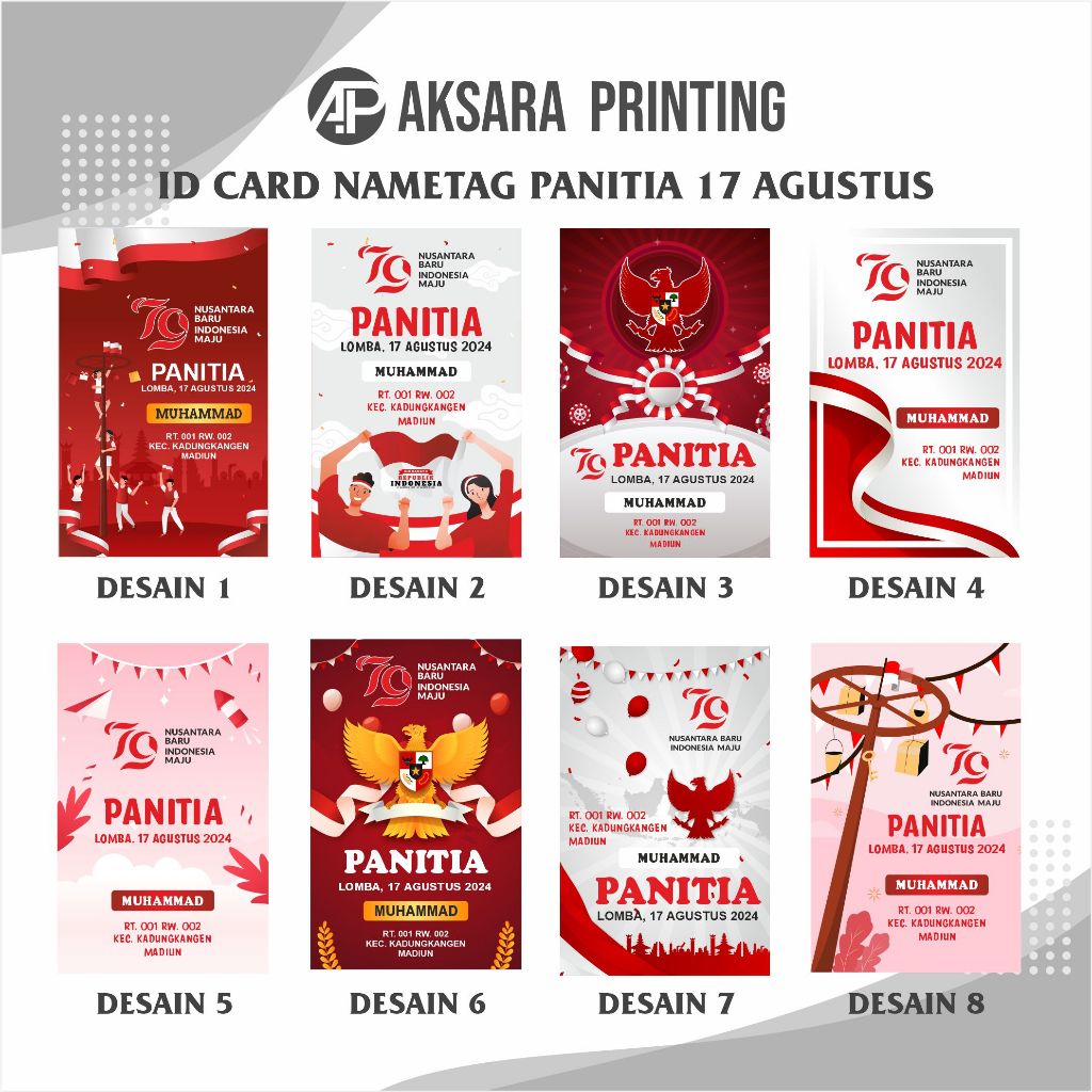 Name Tag Nametag Panitia 17 Agustus Id Card Panitia Jalan Santai Nametag Panitia Lomba 17 Agustus