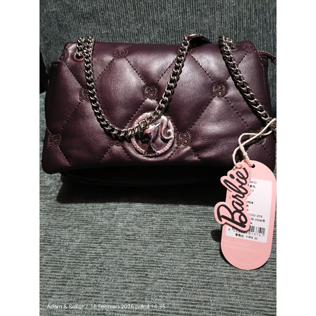 Tas Barbie Pillow Burgundy