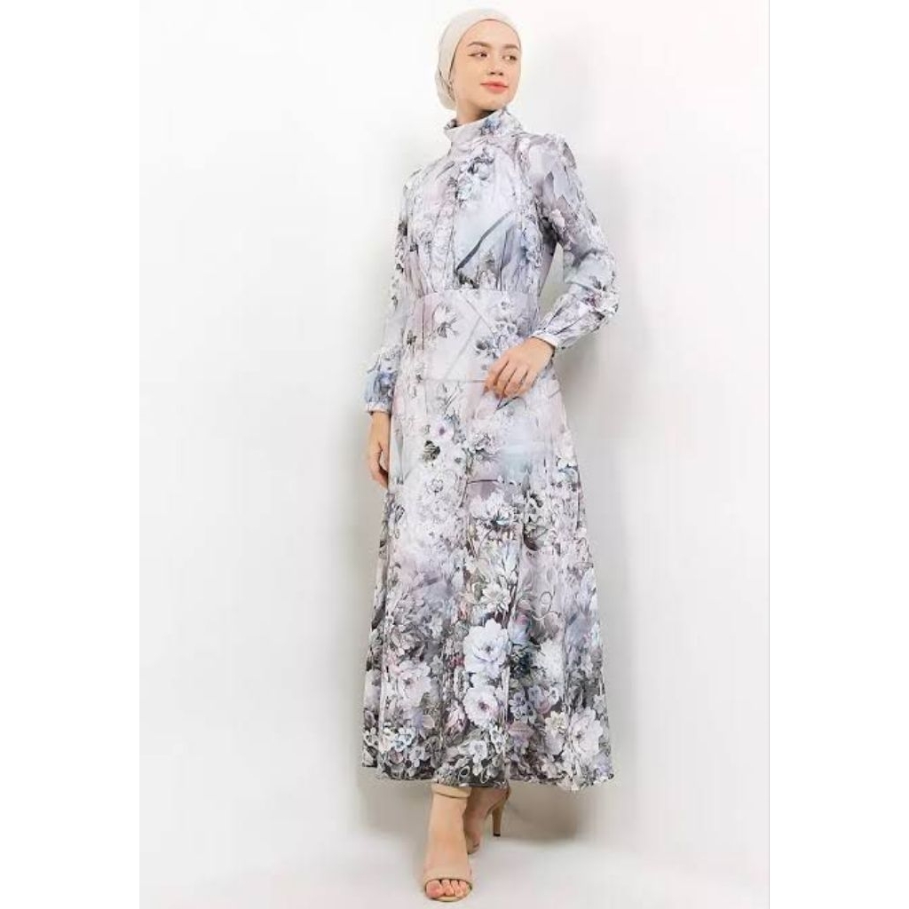 Gamis motif bunga terbaru remaja muslimah model kekinian