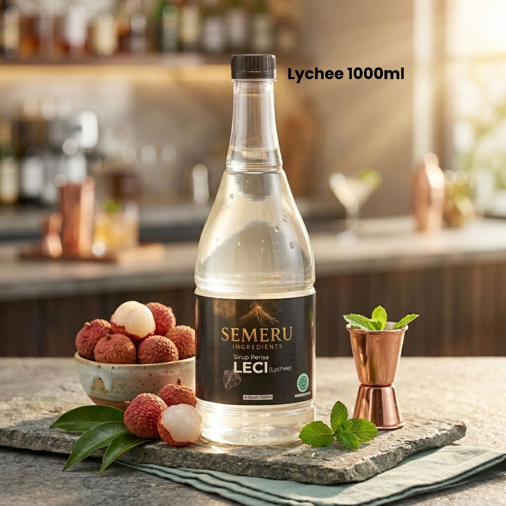 Sirup Lychee 1000ml Premium untuk Teh Mocktail Soda , - Sirup Minuman Rasa Lychee