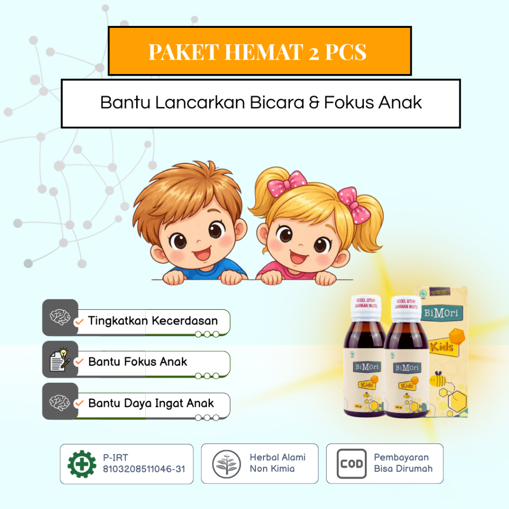 [Paket 2 Pcs] Bimori Kids Vitamin Speech Delay Anak  Nutrisi Otak Anak Cerdas  Vitamin Dha Anak 1 Ta