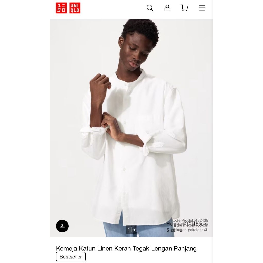 Uniqlo Stand Collar Short Longsleeve Shirt