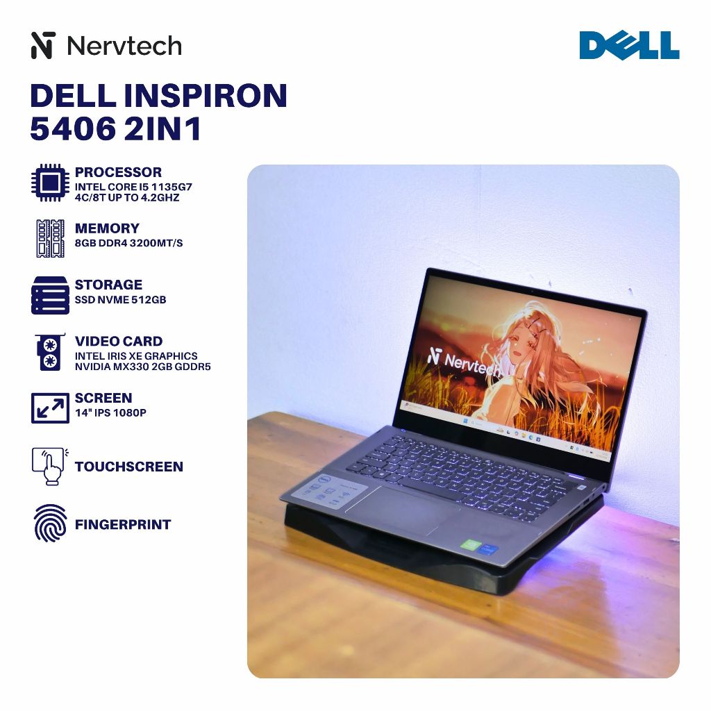 Dell Inspiron 5406 2in1 Core i5 1135G7 Gen 11 Nvidia MX330 2GB 8GB/512GB 14 inch 1080p Touch x360 Yo