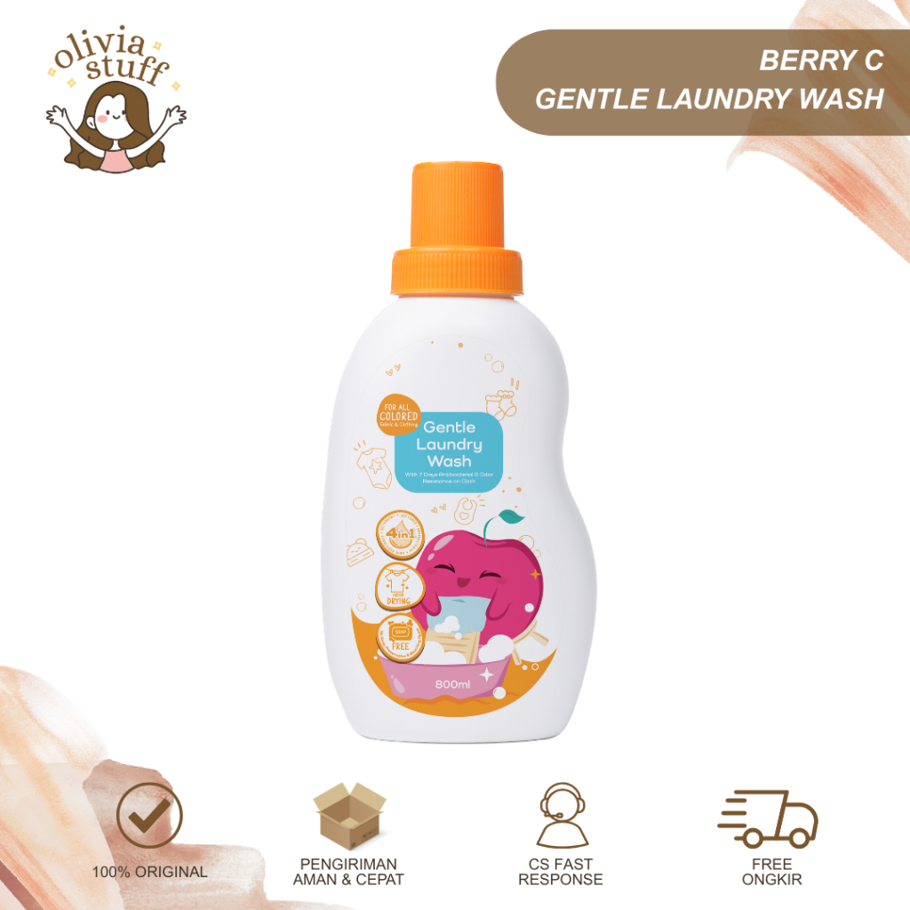 BerryC Baby Gentle Laundry Wash 800G - Natural Laundry Detergent - Tanpa SLS/SLES Deterjen Baju Bayi