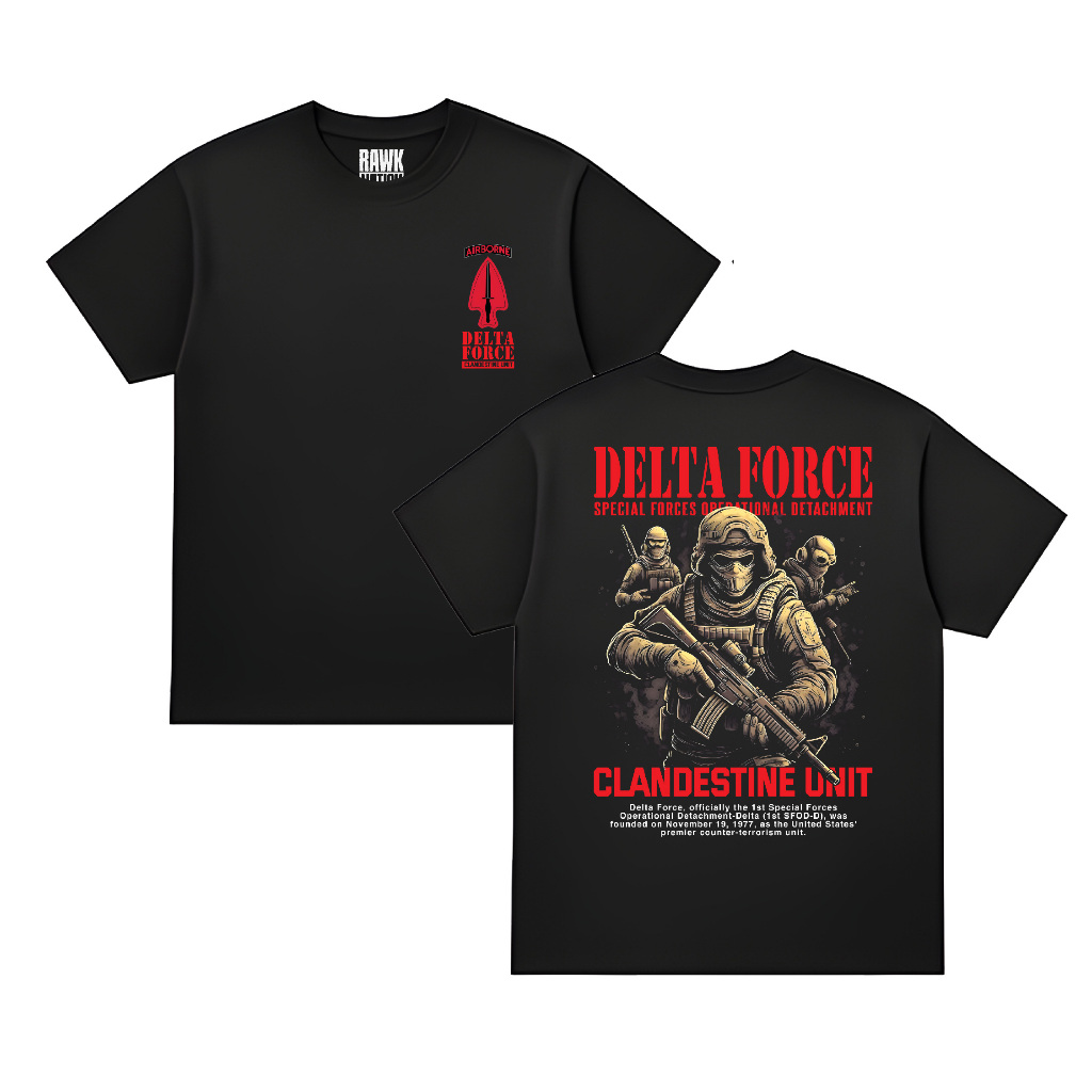 Kaos Militer Tactical Delta Force Tshirt Lengan Pendek Distro Katun Combed 24s Pria Wanita Nyaman Hi