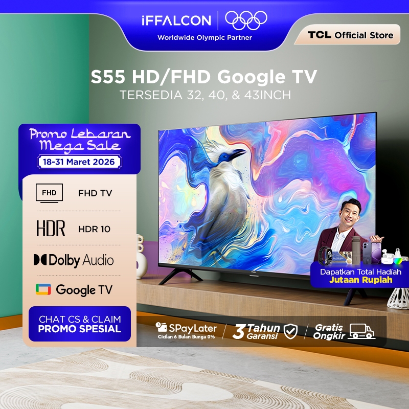 iFFALCON by TCL S55 Series Google TV (Android 14) Smart Digital - HD/FHD - HDR 10 - Dolby Audio - Go