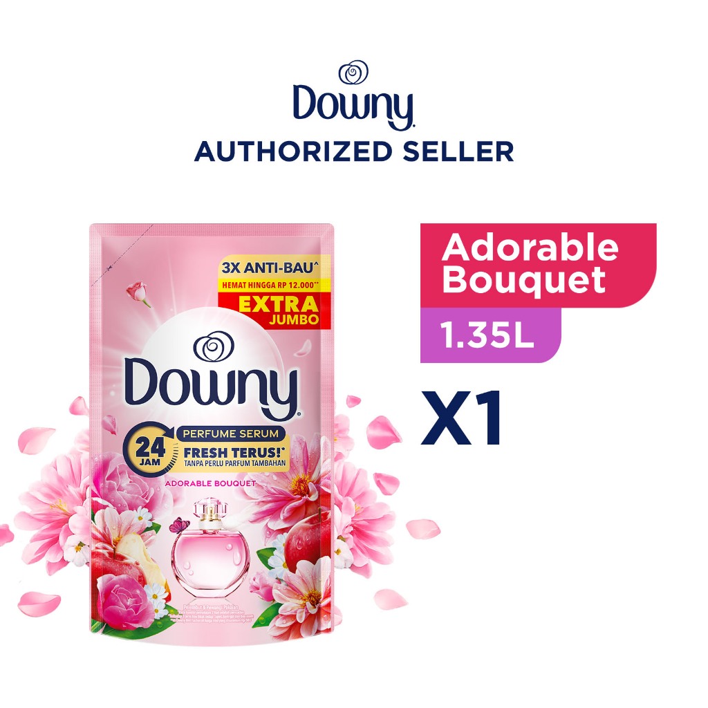 Downy Pelembut dan Pewangi Pakaian Konsentrat Premium Parfum Adorable Bouquet 1.35L