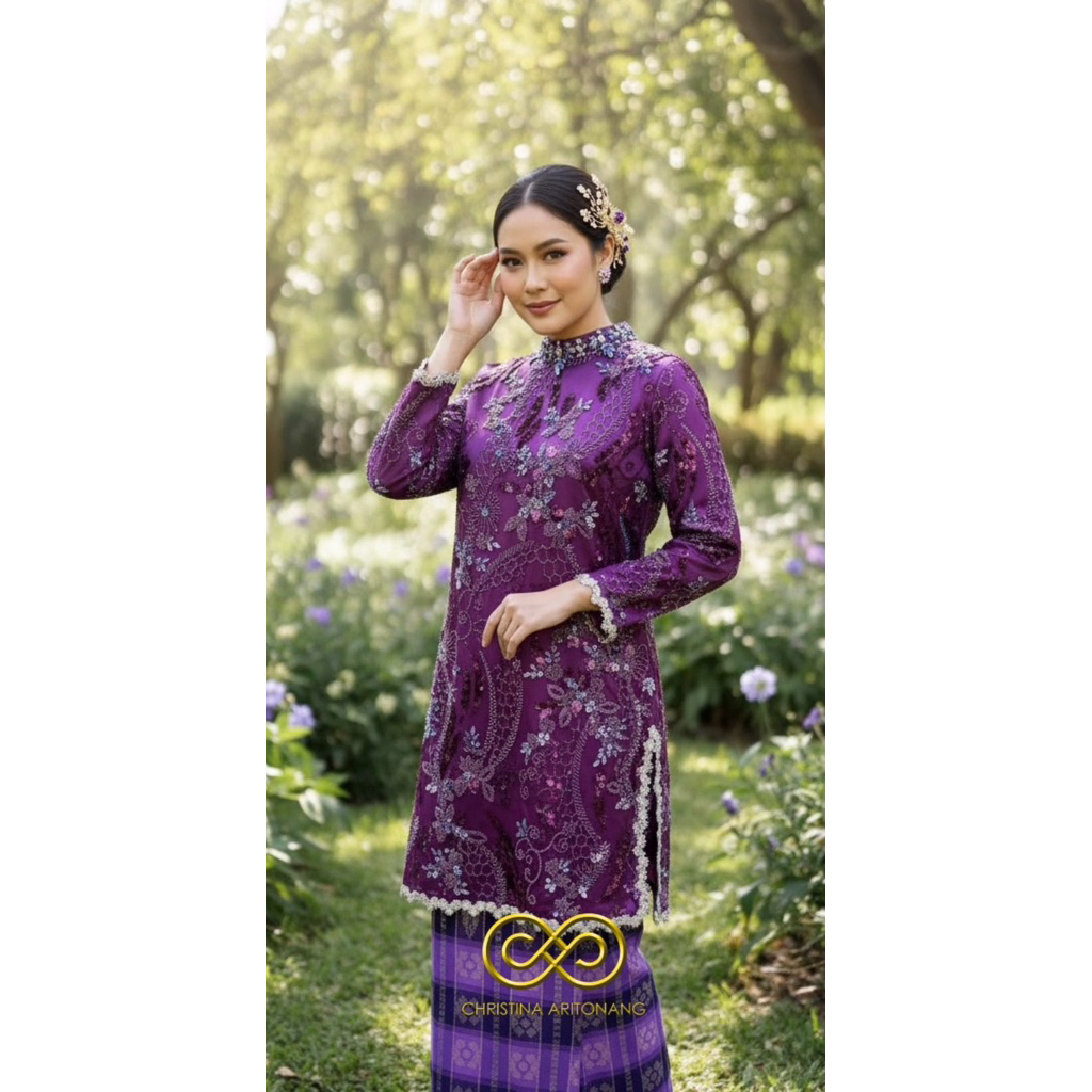 Atasan Tunik Premium Ungu Tua By Christina Aritonang