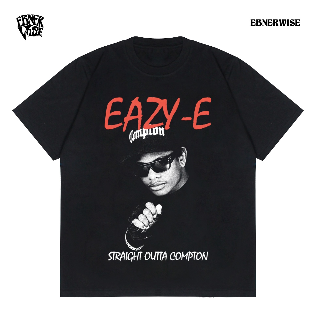 Ebnerwise Kaos Eazy E T-shirt Hitam Pria Wanita