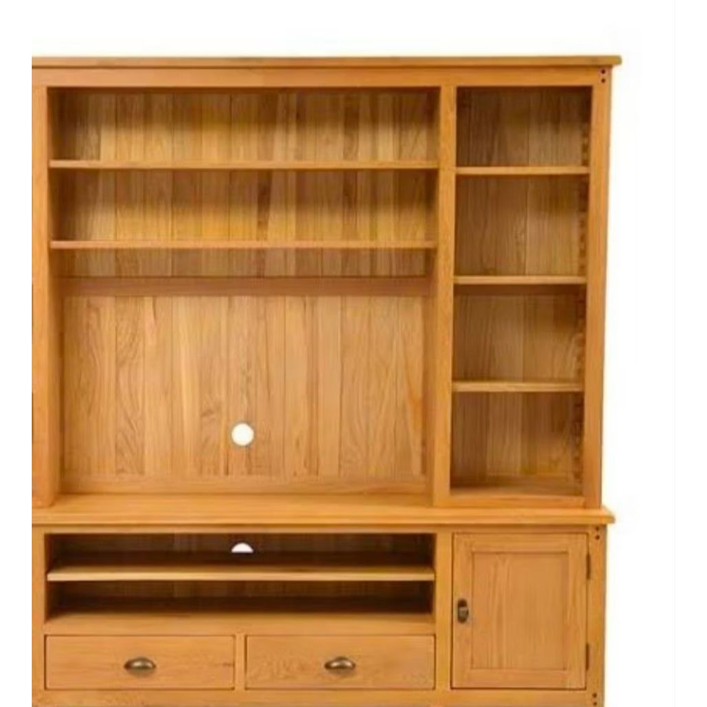 bufet tv kayu jati great A1 solid ukuran 140x205/bufet partisi tv jati/backdrop tv jati solid