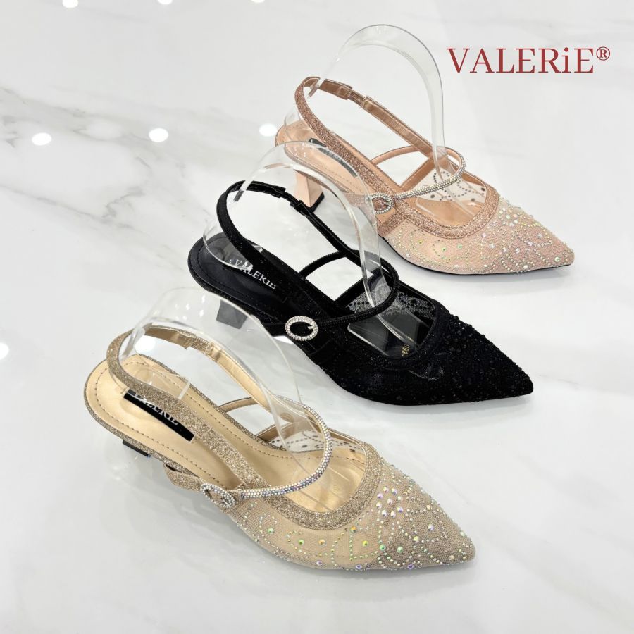 VALERIE Sepatu Heels Tali Belakang 5cm 998-1 Glitter 36-40