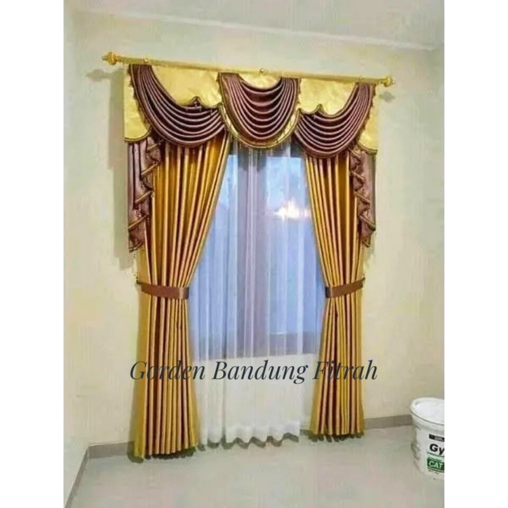 Gorden mewah untuk jendela,pintu & pemisah ruangan dijual terpisah model poni gelombang terbaru.