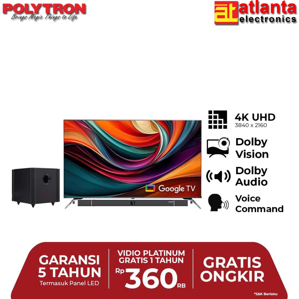 LED Google TV Polytron 55 Inch PLD 55BUG5058 UHD 4K