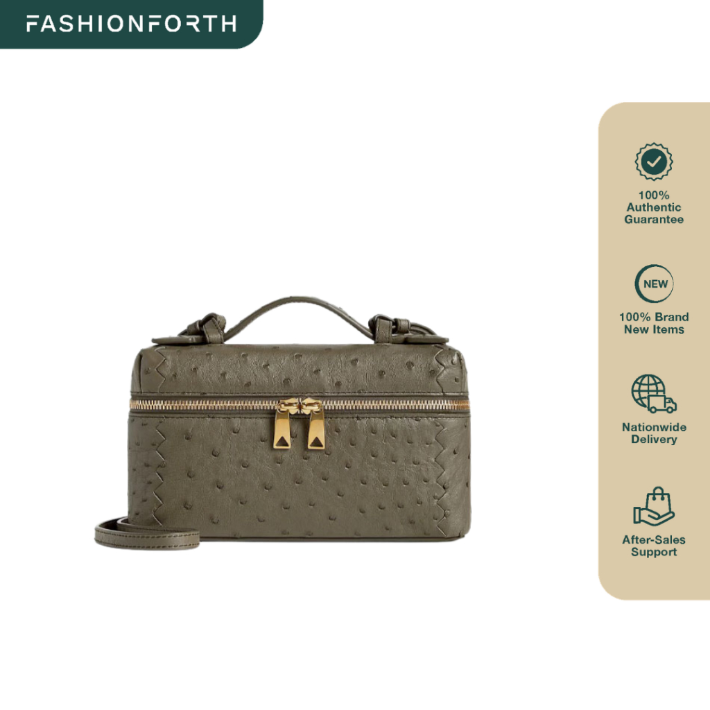 FashionForth Bang Bang Vanity Case Intrecciato Bag in Ostrich Leather GHW