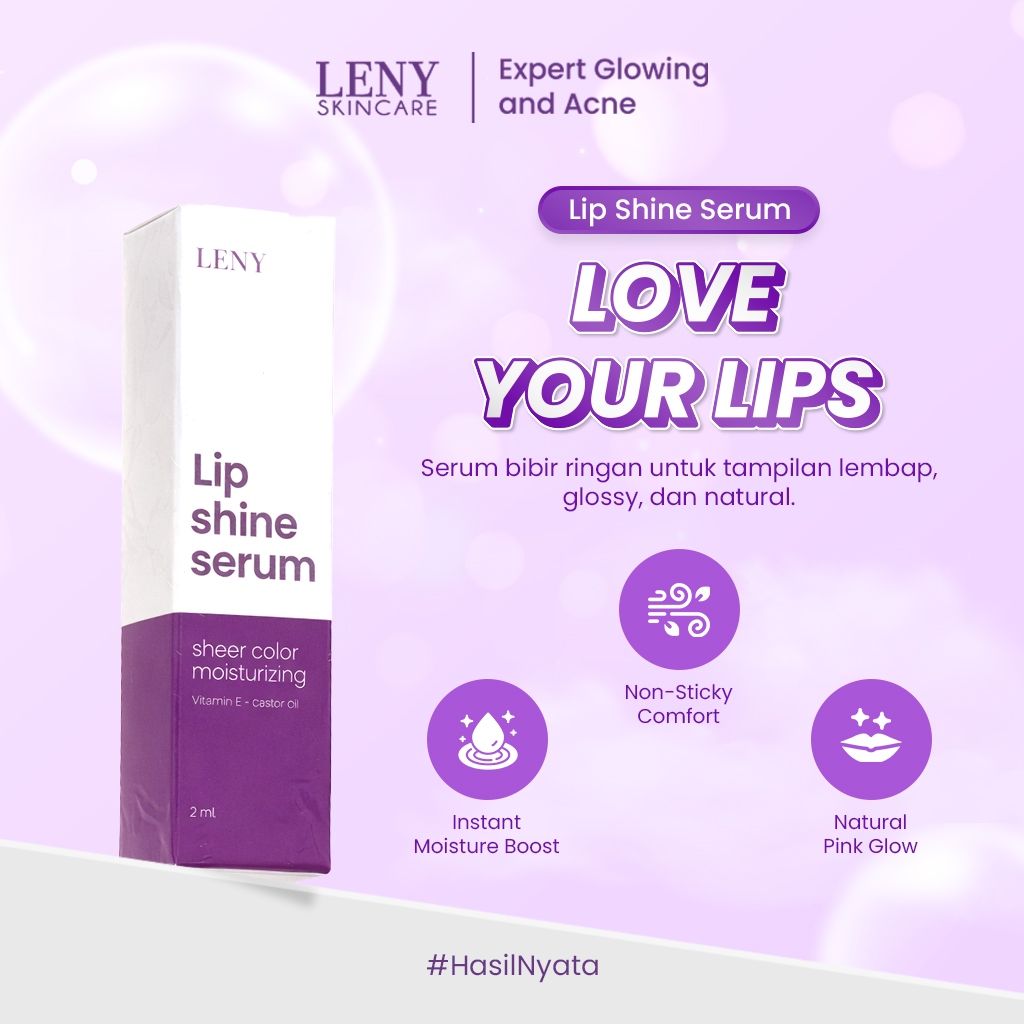 LENY SKINCARE Lip Shine Serum Bibir Pencerah & Pelembap Bibir Pink Alami