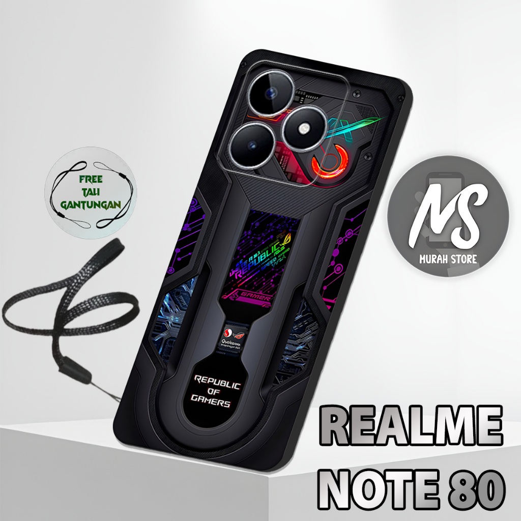 MS18 / Softcase Karet  REALME NOTE 80 + TALI GANTUNGAN HP / Motif Aesthetic / Case Hp REALME NOTE 80