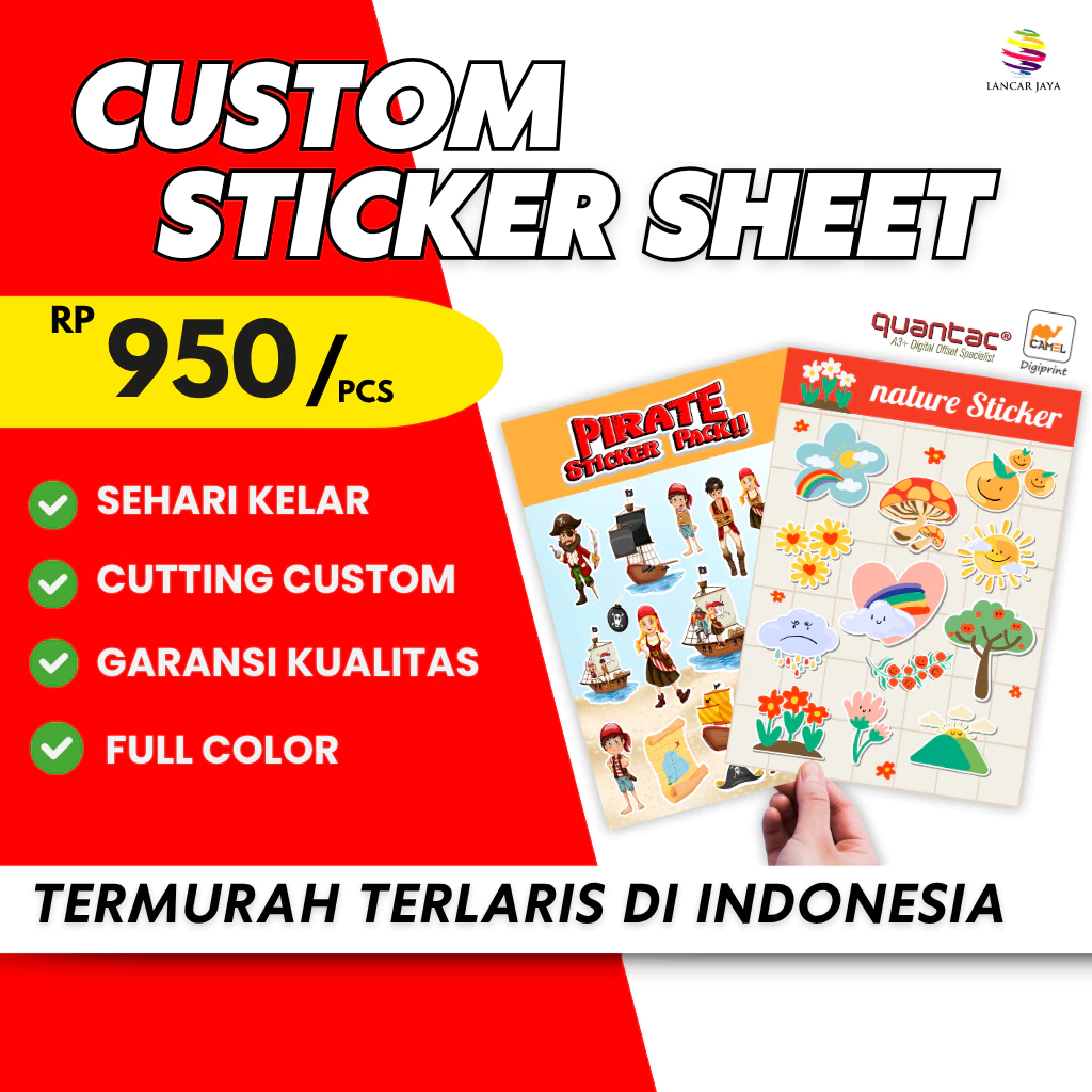 Cetak Sticker Sheet Pack A5/A6 TERMURAH / Custom Design / Merchandise
