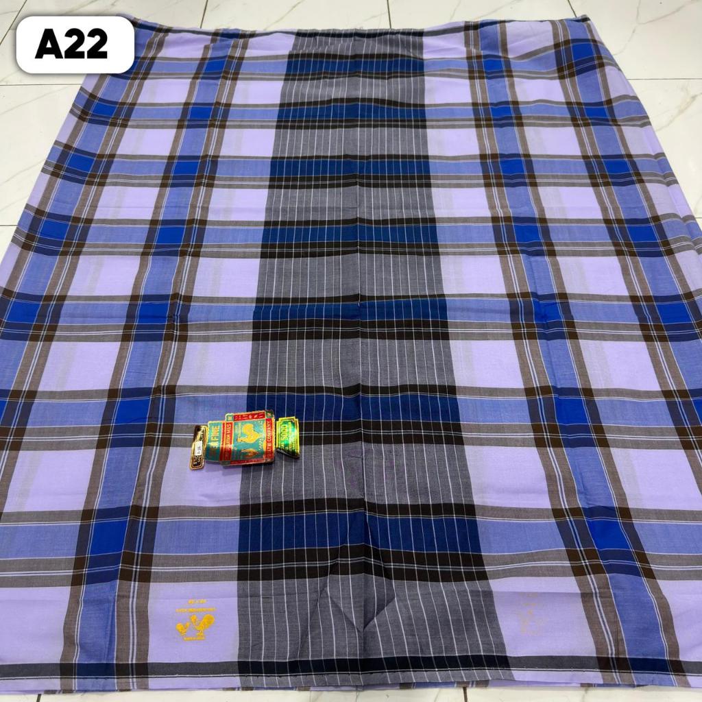 SARUNG CHOP DUA AYAM MAS SERIES PUTIH Sarung Cap Ayam Mas Original - Sarung Tenun Katun Salur A22 Ha