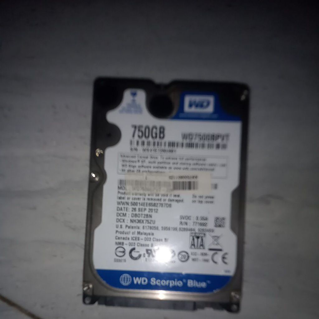 hardisk WD Laptop 750gb
