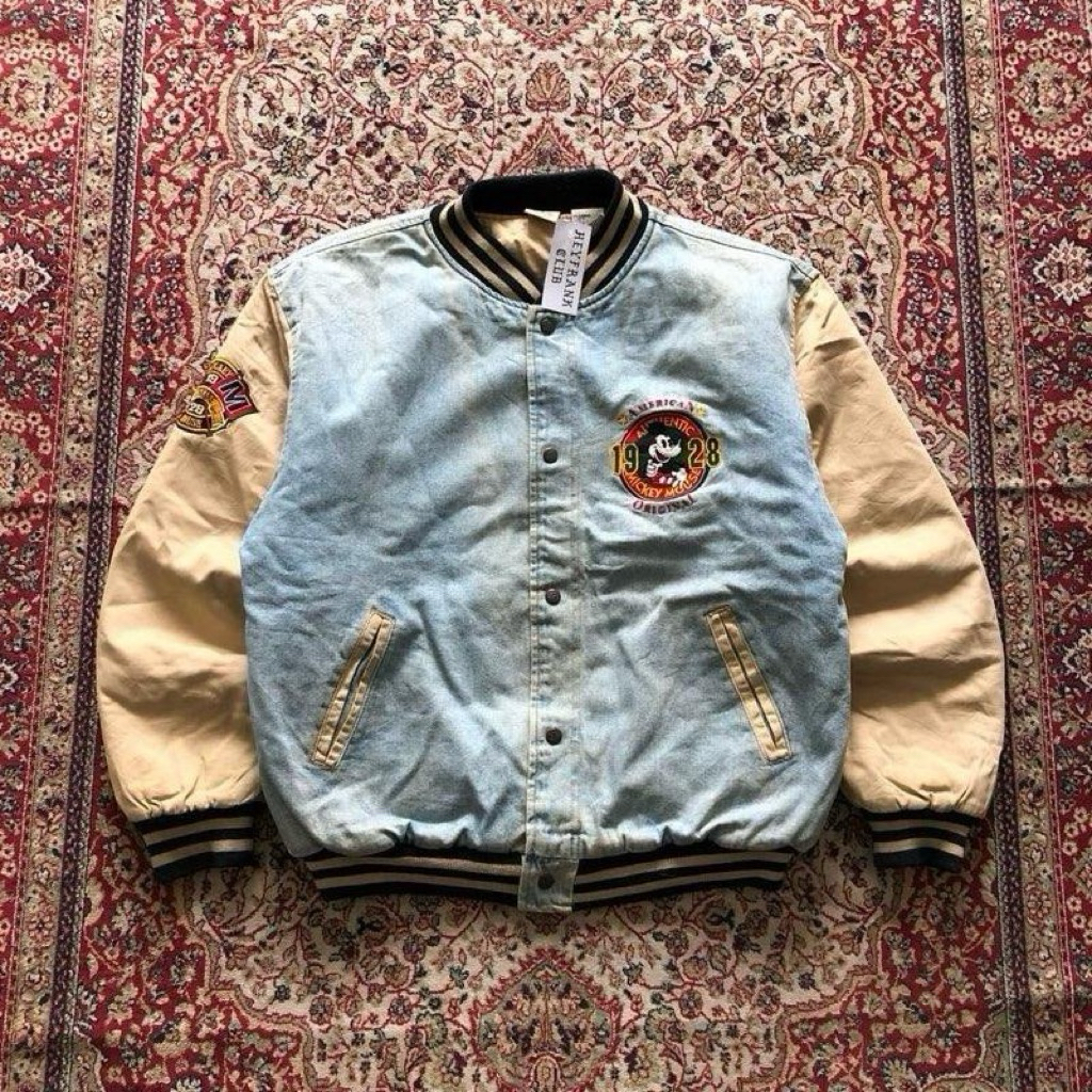Vintage mickey varsity jacket Vintage disney jacket vintage varsity denim jacket F971