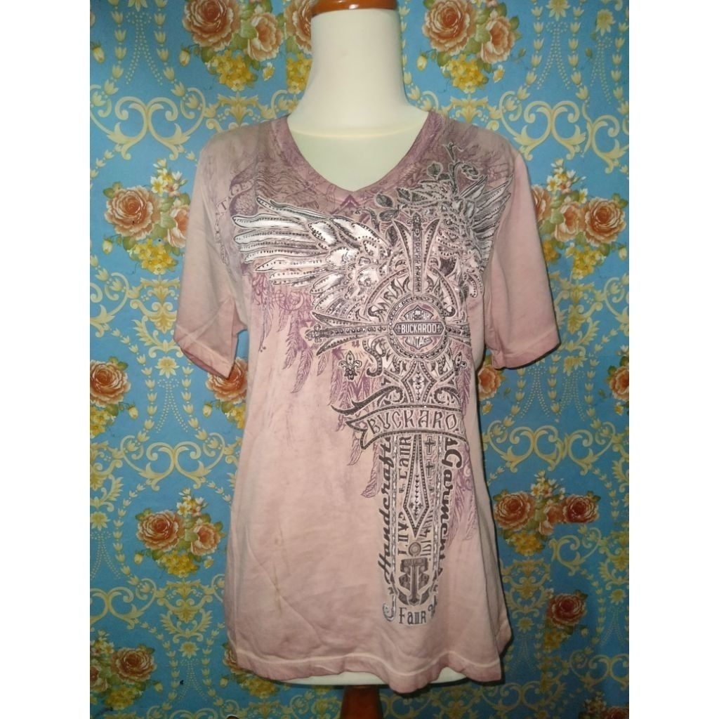 Buckaroo kaos t-shirt pinkbrown vintage