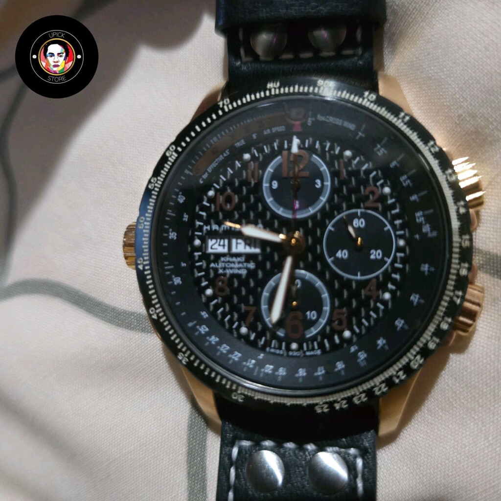 HAMILTON KHAKI X WIND, XWIND, CROSS-WIND Gold Plated 10micron Jam Pria Original Automatic