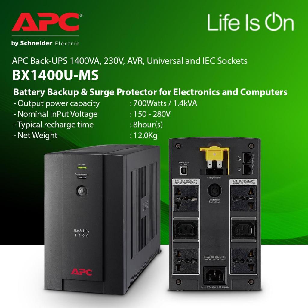 UPS APC BX1400U-MS 700 WATTS 1400 VA