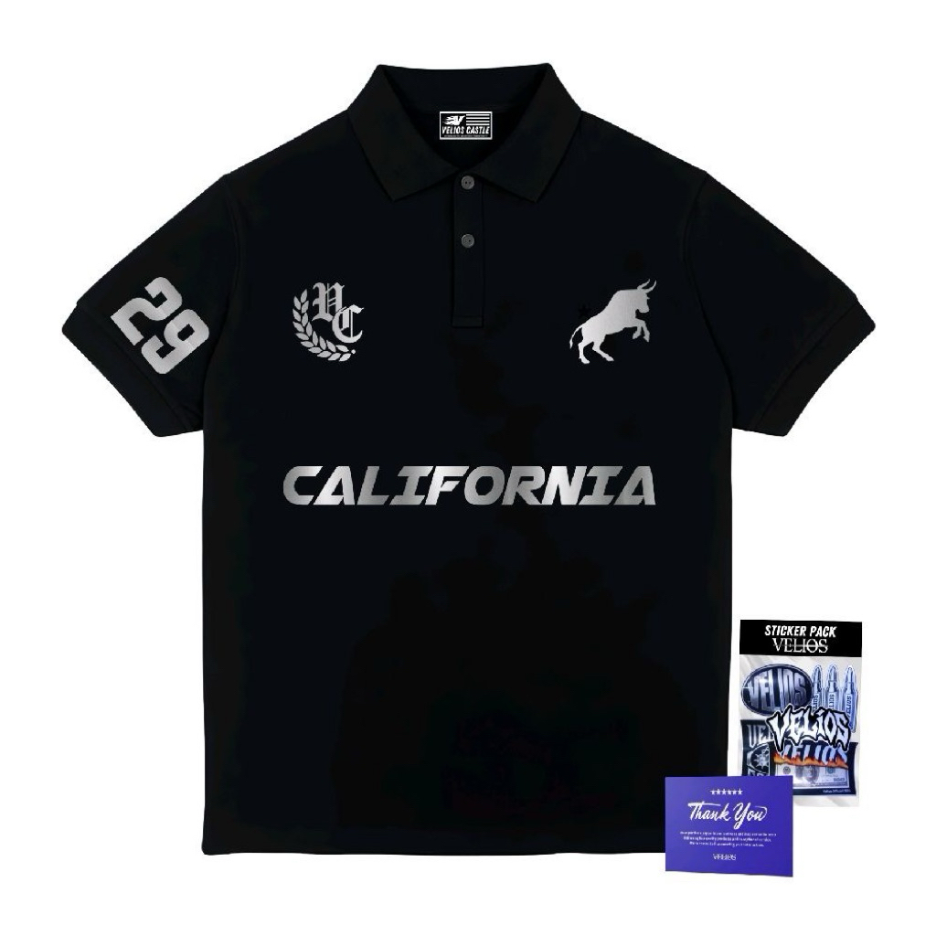VELIOS | Poloshirt - California | CVC Pique Hexagon 24s | Metalic Chrome