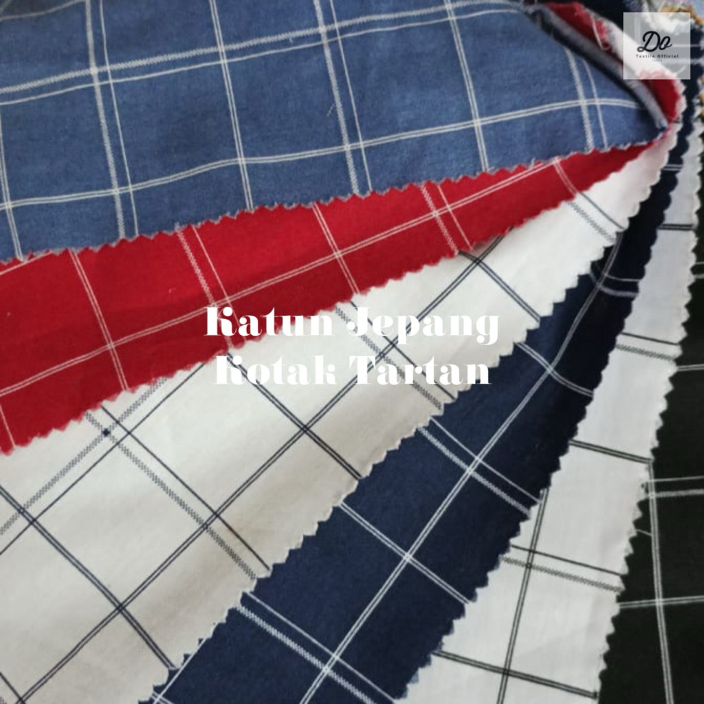 KAIN BAHAN KATUN JEPANG KOTAK TARTAN