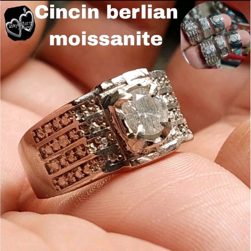 cincin berlian moisanite / daimond moisanite / berlian simulan murah meriah / cincin pria wanita mew