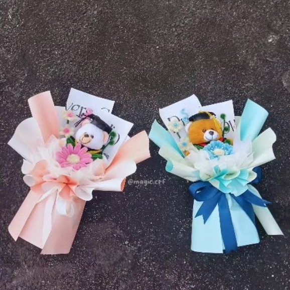 Buket Boneka Wisuda | Buket Kawat Bulu | Buket Jombang | Size 'M
