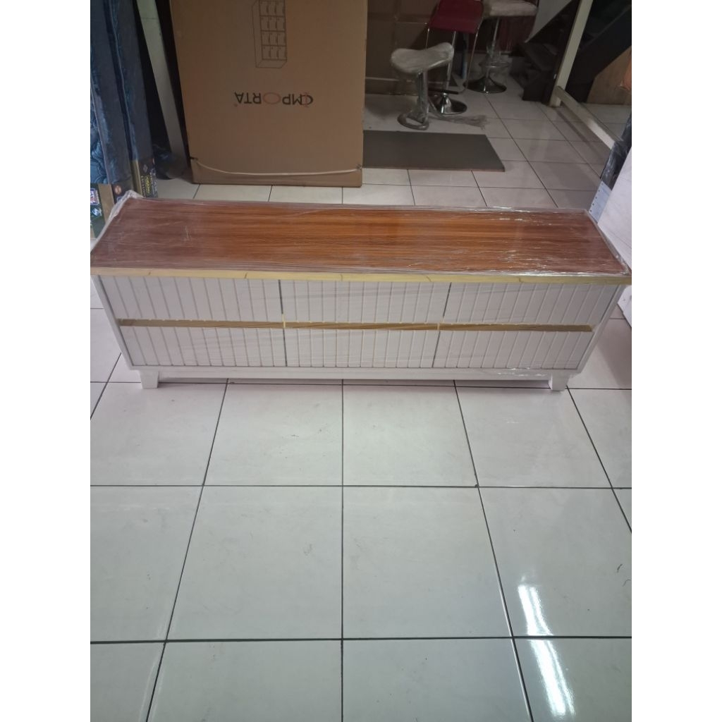 Bufet 150 cm rak tv kayu solid rak tv laci laci bufet hpl 150