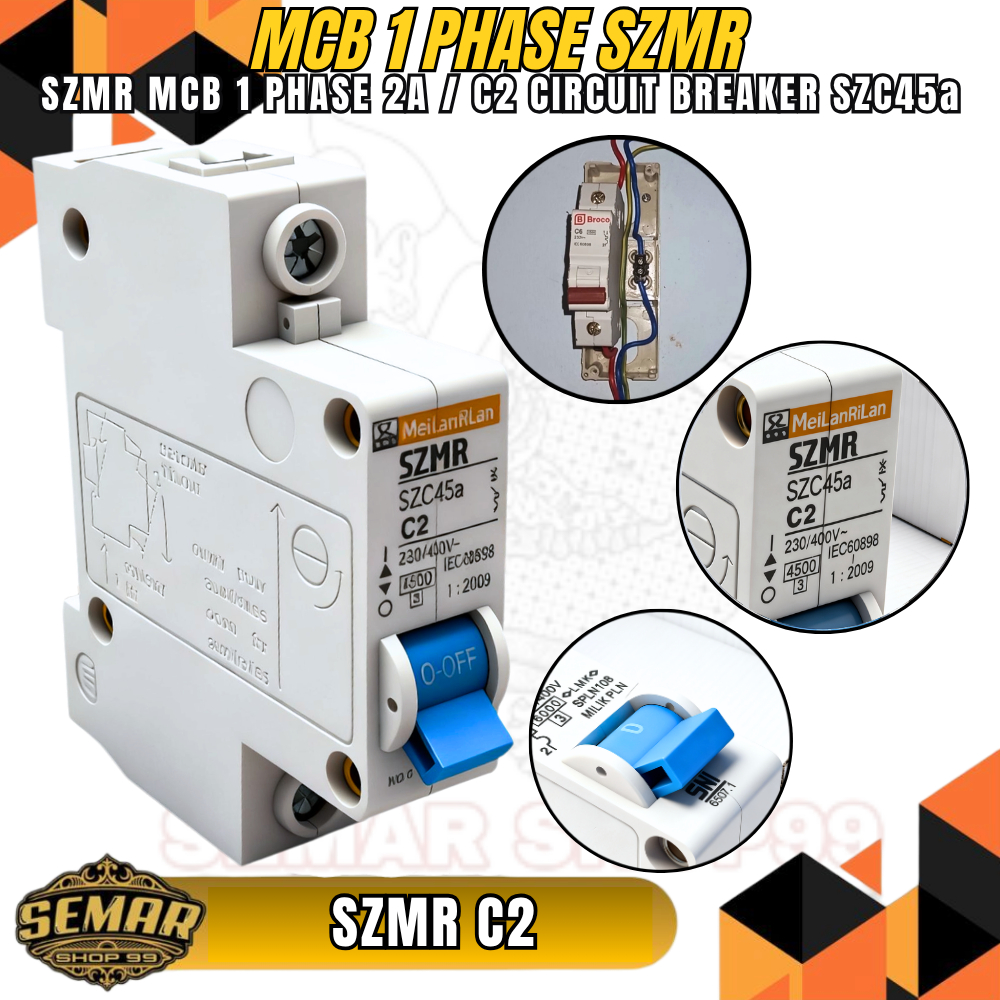 MCB SZMR 2A pemutus arus listrik PLN rumah/miniature circuit breaker SZMR 2 AMPERE SNI / MCB SZMR 2A