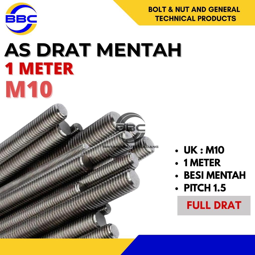 As Drat Besi Mentah M10 Pitch 1.5 Stud Bolts Long Drat Besi Mentah 1 Meter