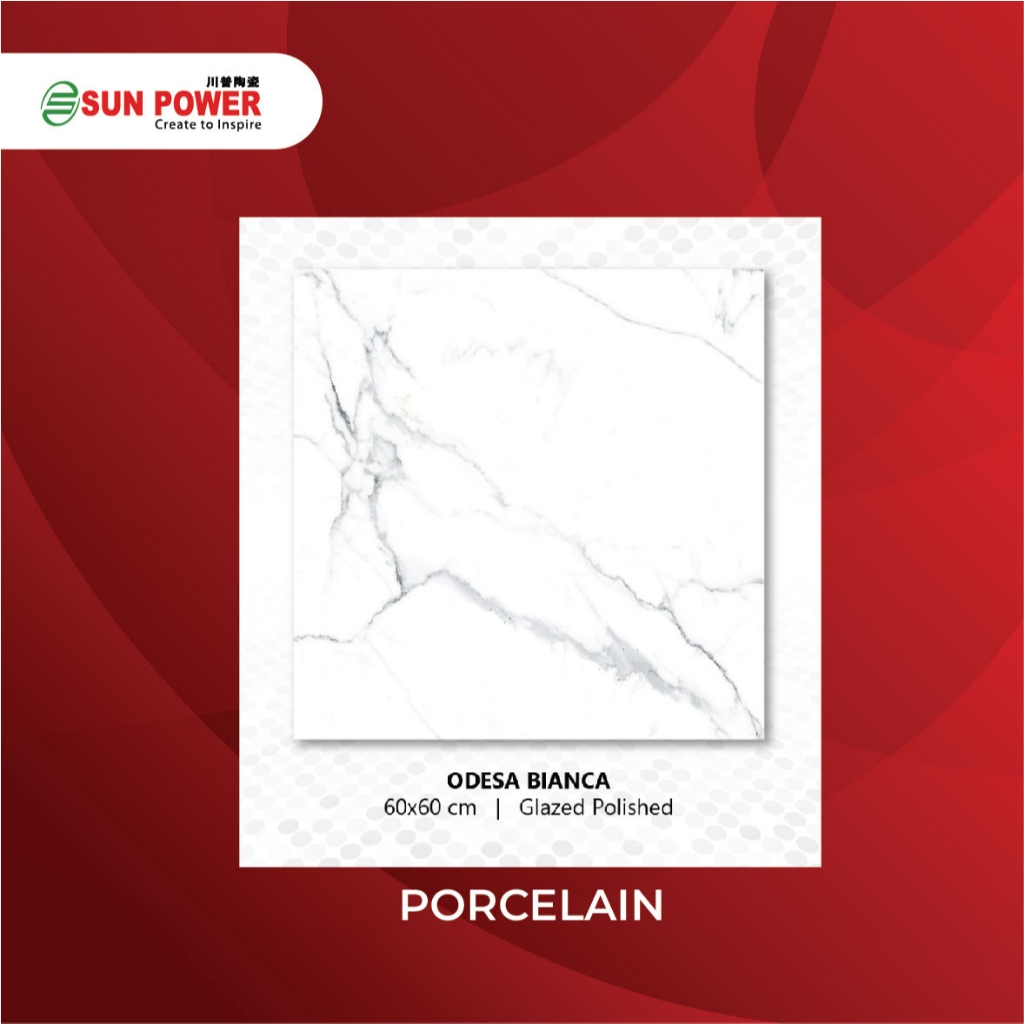 SUN POWER Odesa Bianca 60x60 Glazed Polished – Granit Tiles Lantai & Dinding Sun Power Ceramics