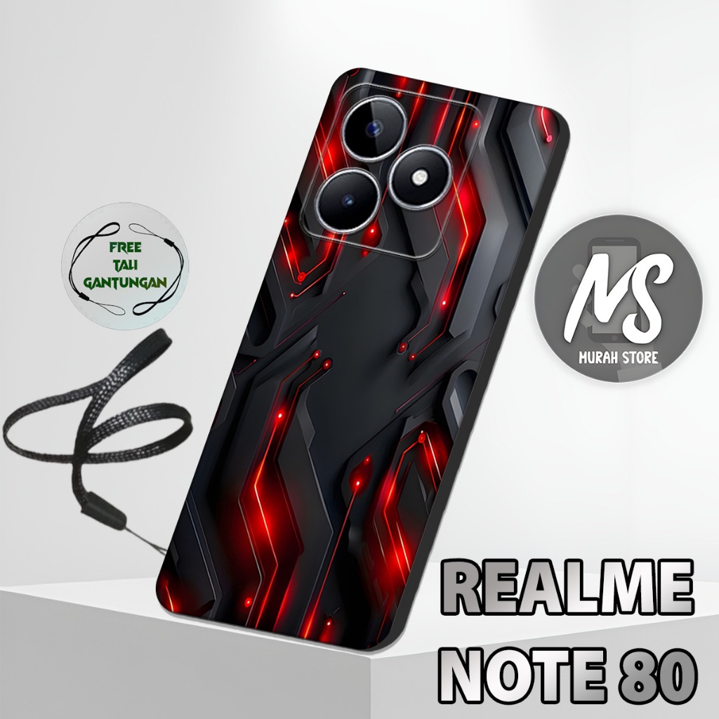 MS22 / Softcase Karet  REALME NOTE 80 + TALI GANTUNGAN HP / Motif Abstrak / Case Hp REALME NOTE 80 /