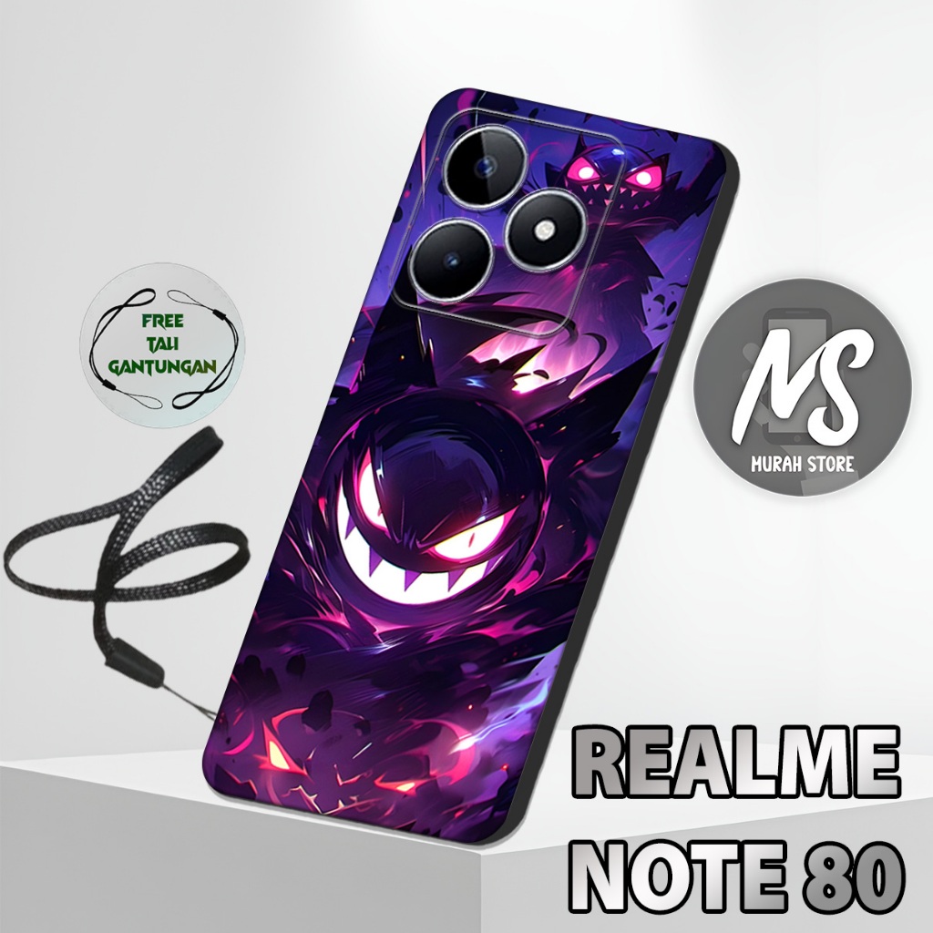 MS23 / Softcase Karet  REALME NOTE 80 + TALI GANTUNGAN HP / Motif Monster / Case Hp REALME NOTE 80 /