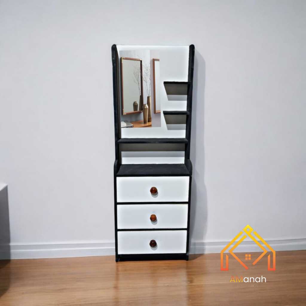 Lemari Kosmetik Tinggi 125 CM Meja Rias Laci RKA169 Tolet Free Kaca Multiwarna