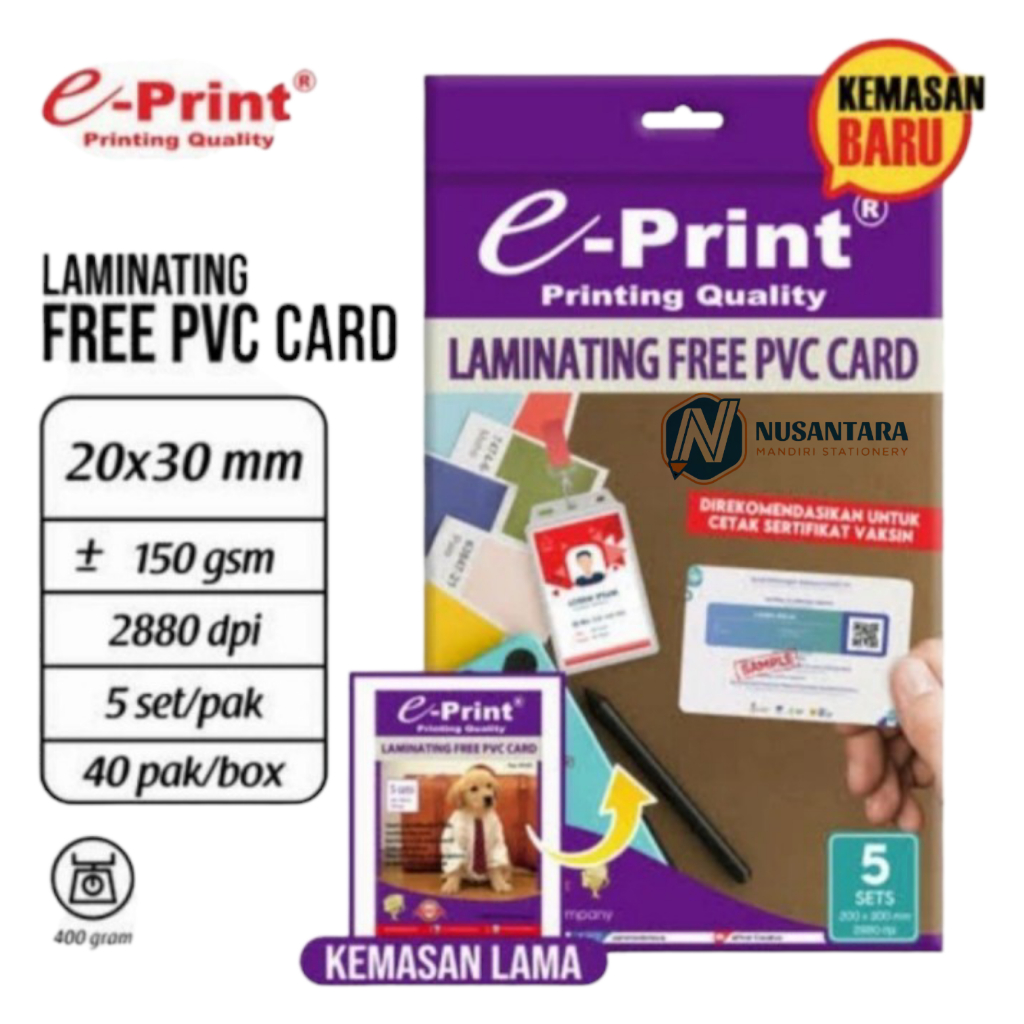 Kertas Foto EPRINT PVC Card Laminating isi 50set