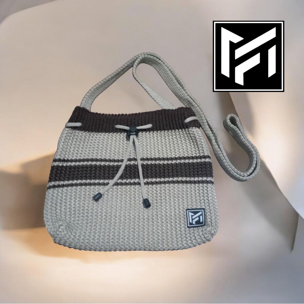 MF Tas Selempang Wanita Rajut Serut Lebar Muat Hp dan Dompet Terbaru 2025 Simpel dan Elegan