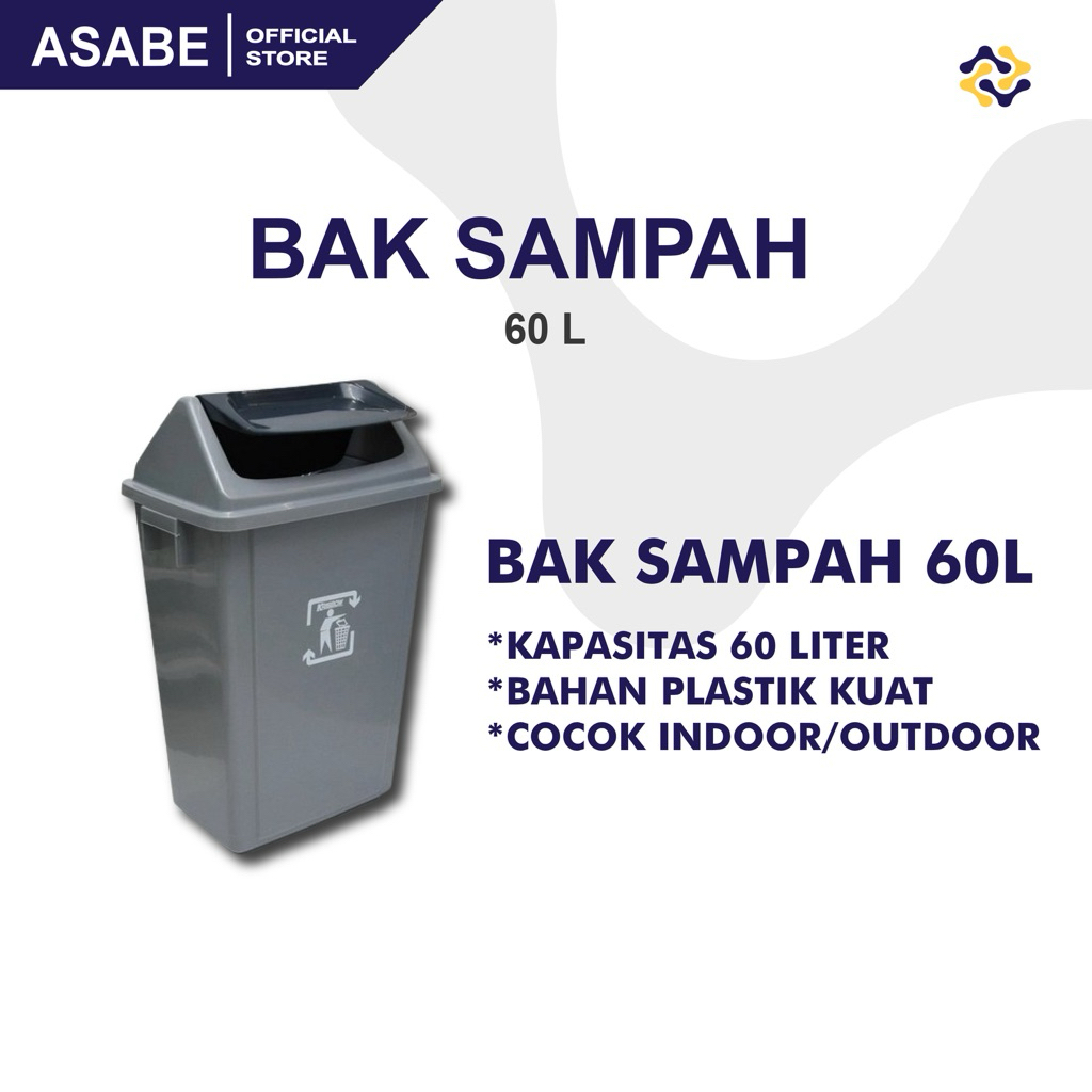 Bak Sampah Swing 60L | Tempat Sampah Tutup Ayun 60 Liter | Tong Sampah Besar | Tempat Sampah Plastik