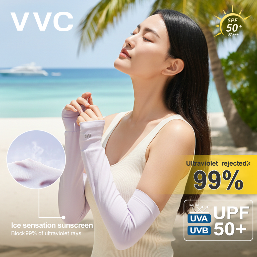 VVC Sarung Lengan Es Sutra 1 Pasang – Sarung Lengan Sejuk UPF50 Perlindungan UV untuk Bersepeda, Lar