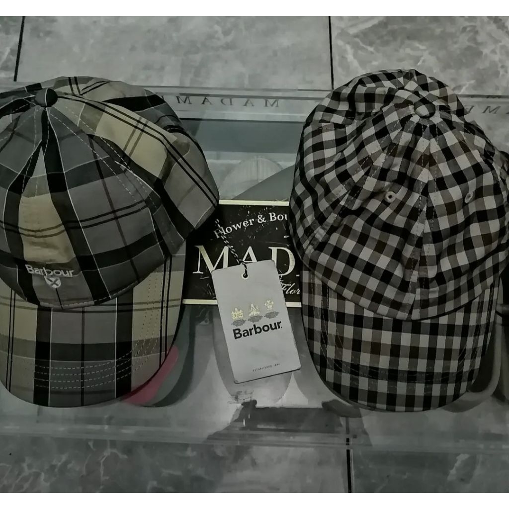 aquascutum x barbour tartan caps