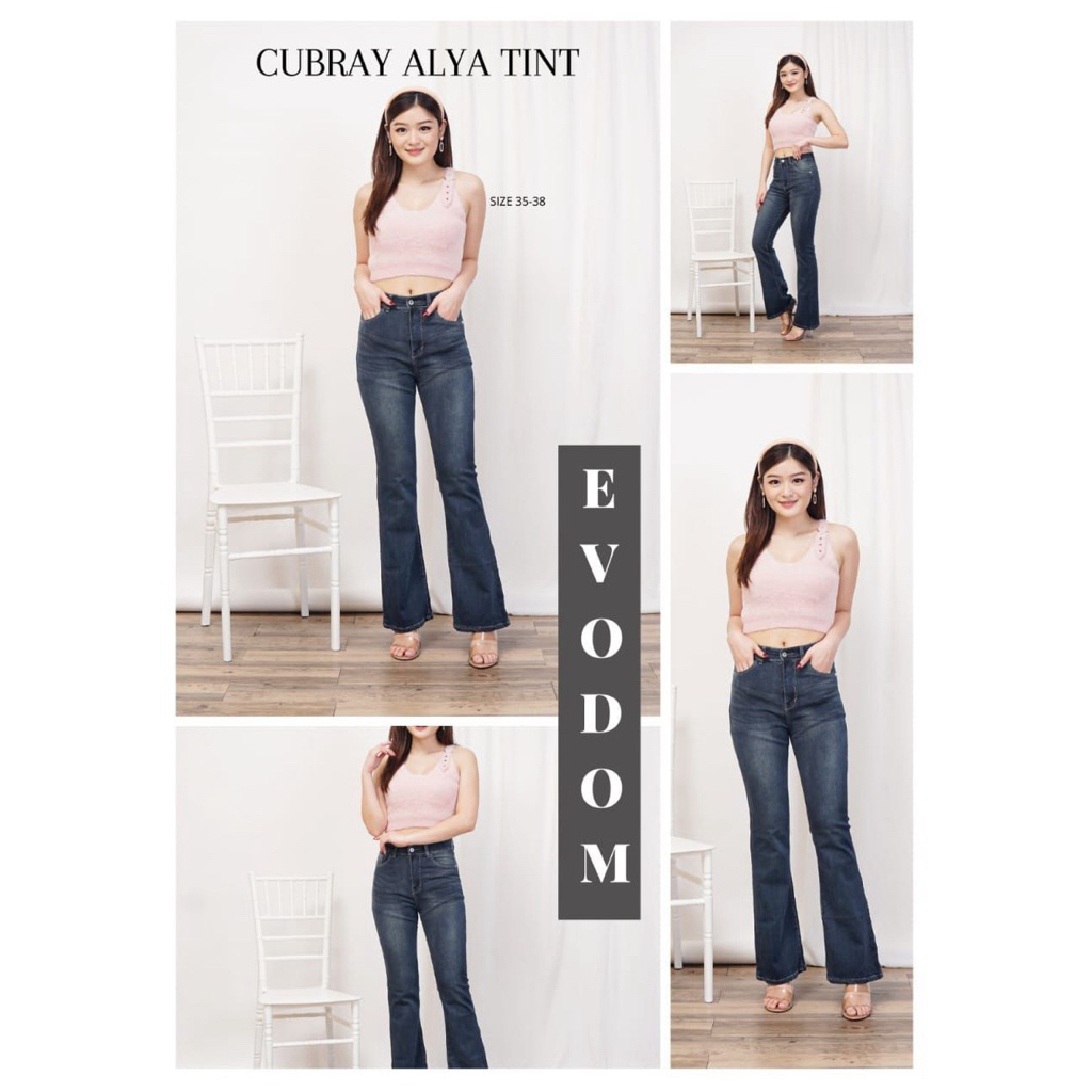 CUTBRAY ALONSO 27-34/Celana Cutbray Jeans Fujian Dark Blue Bahan Jeans Melar Nyaman Dipakai Evodom J