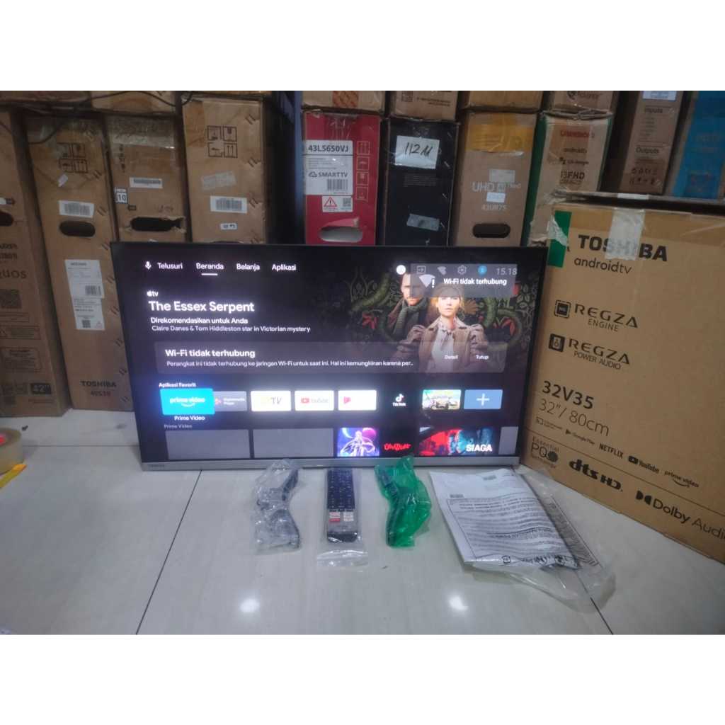 TV LED TOSHIBA 32IN HD ANDROID TV YOUTUBE DIGITAL TV KONDISI BEKAS PEMAKAIAN 5631F