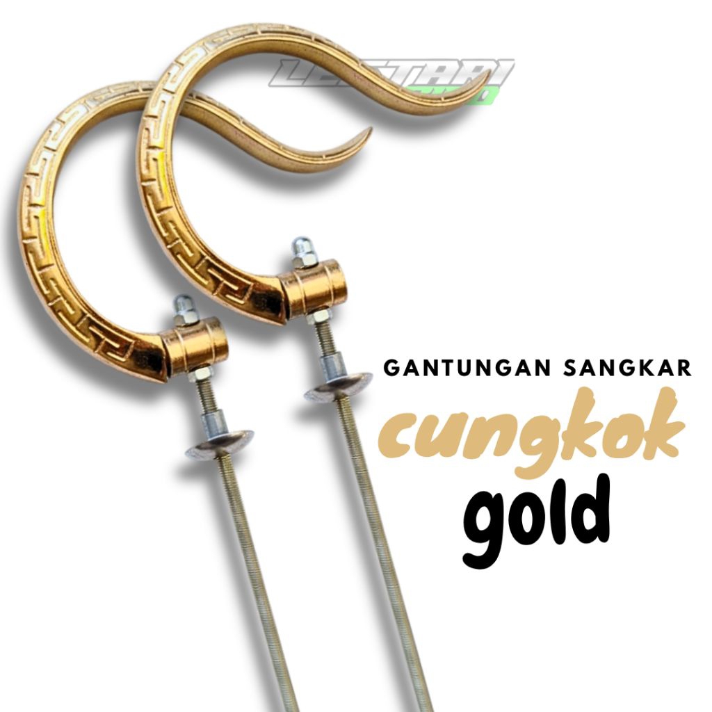 Gantungan Sangkar Cungkok Gold Mewah - Cantolan Kandang Burung lipat Ukir Emas Premium - Aksesoris S