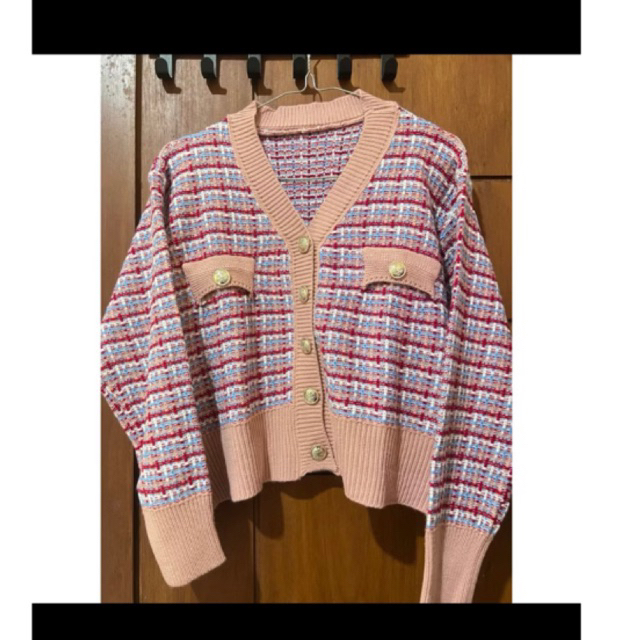 pl cardi tweed pink